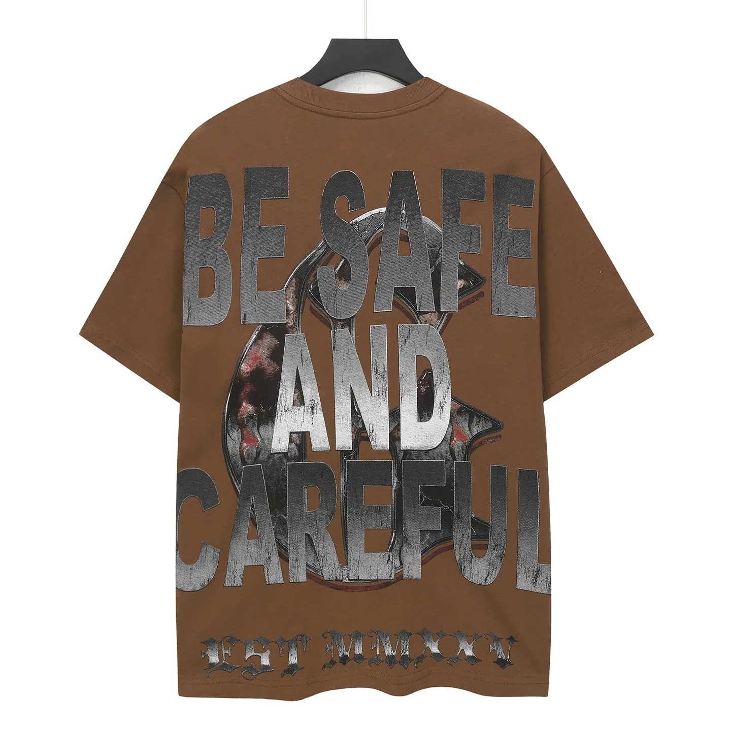 5127#coffee P106 Real shot in stock (exclusive new style) Los Angeles wildfire🔥 scene Godspeed cross-border American rock and roll street wash retro style short-sleeved T (craft printing) fabric (fabric): 32 count combed double yarn 240 grams weight code number (size): S-M-L-XL color (colour): brown