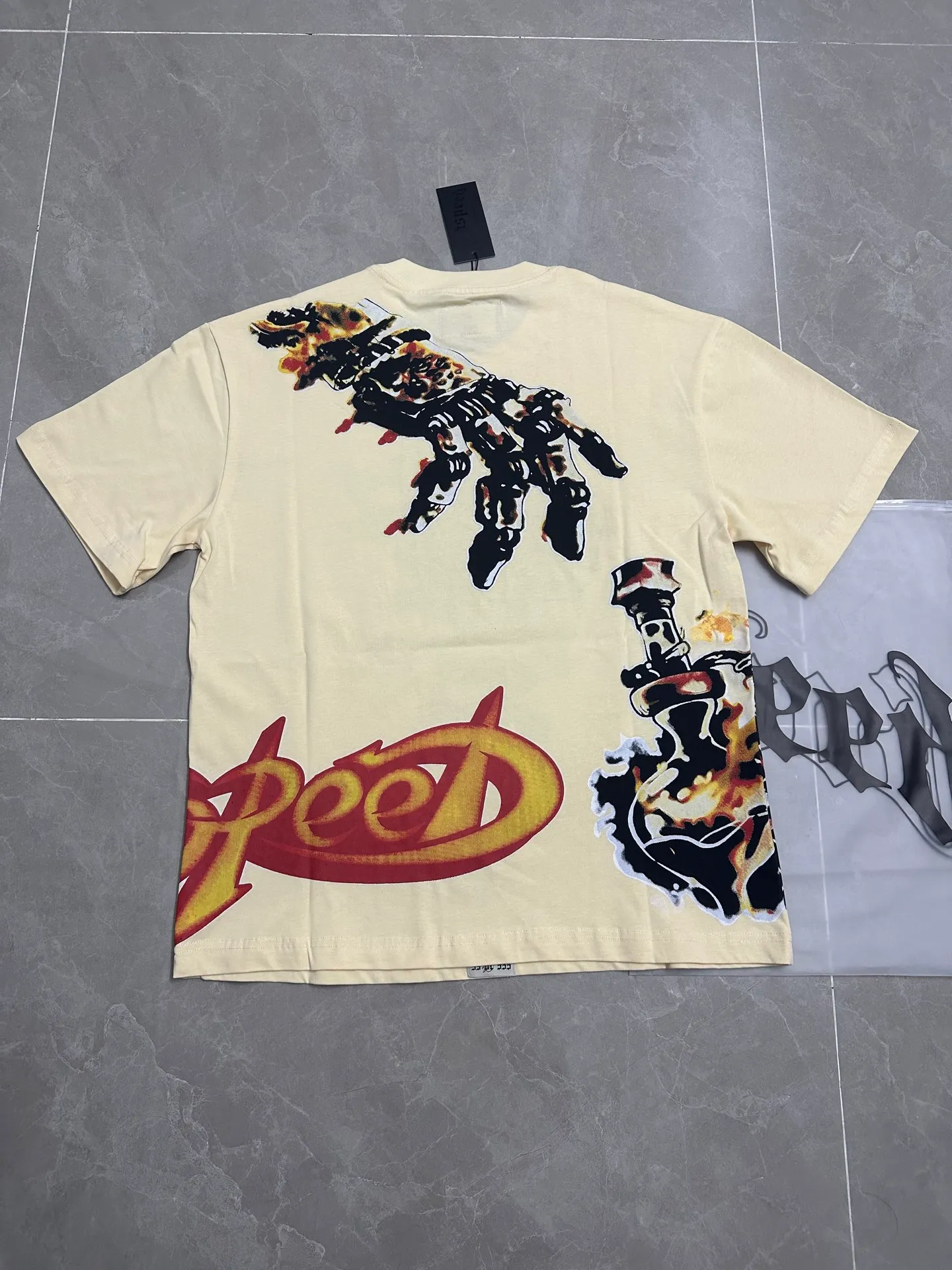 5315#｜Apricot I P104 Godspeed cross-border American rock and roll street washed retro style short-sleeved T (craft printing) fabric (fabric) 32 counts combed double yarn 240 grams weight code number (size): S-M-L-XL color (colour): apricot