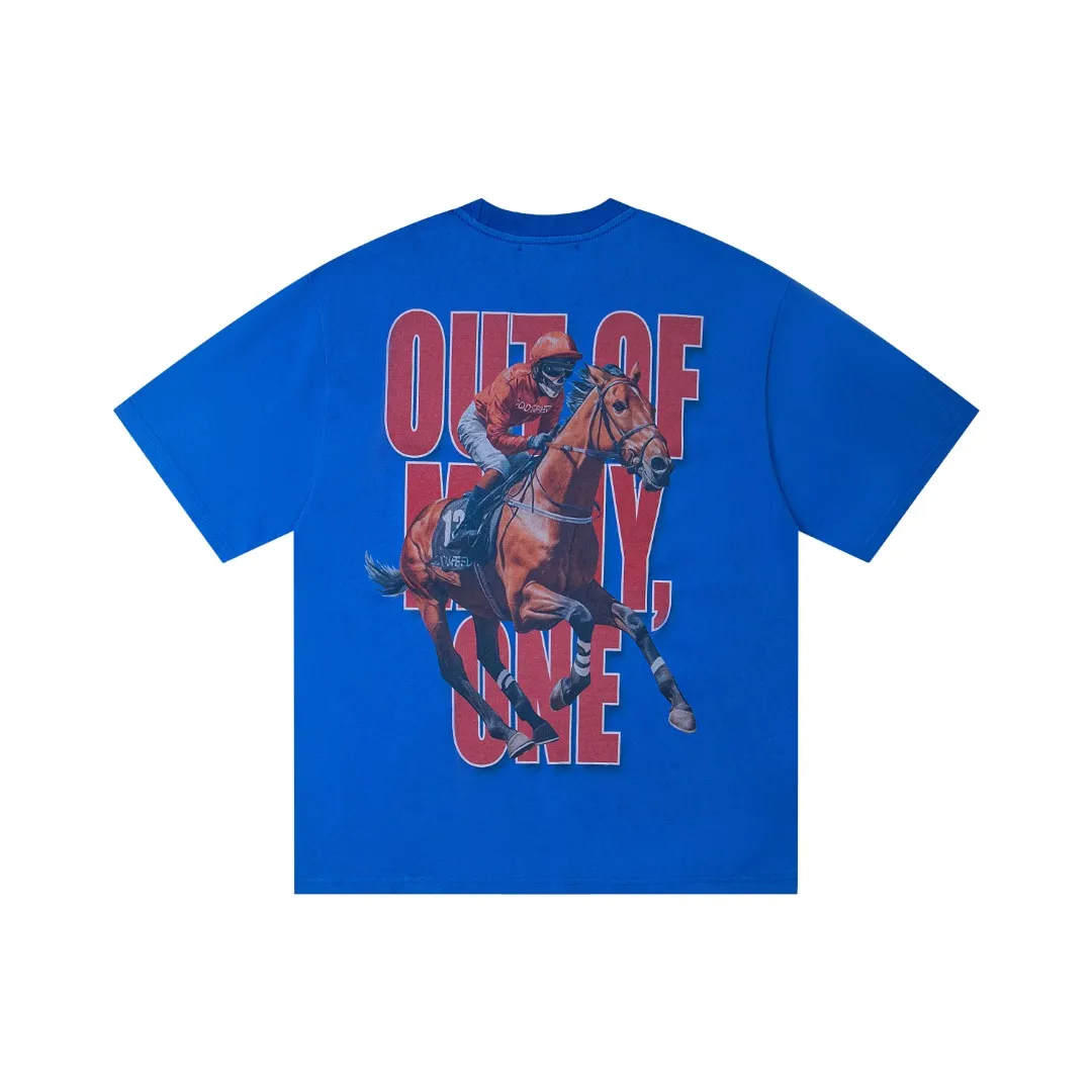 G26# GodSpeed ​​White Ink Direct Print Short Sleeve S-XL Blue (Washed) P126
