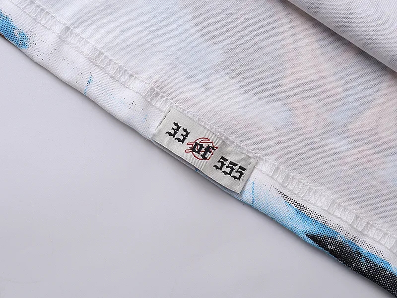 3035# P110 Real shot Godspeed American fashion rock street retro loose printed cotton short sleeves Fabric: 240g 32 count fine cotton double yarn pure cotton Color: off-white apricot Size: S M L XL