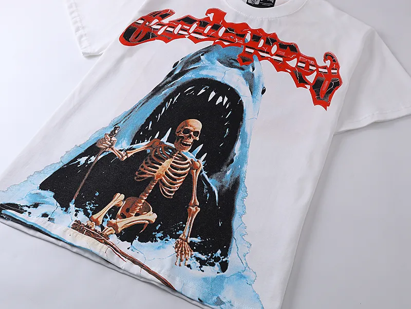 3035# P110 Real shot Godspeed American fashion rock street retro loose printed cotton short sleeves Fabric: 240g 32 count fine cotton double yarn pure cotton Color: off-white apricot Size: S M L XL