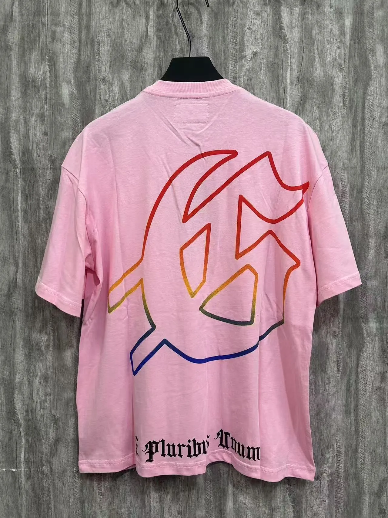 5026#pink｜P104 Godspeed cross-border American rock and roll street washed retro style short-sleeved T (craft printing) fabric (fabric) 32-count combed double yarn 240 grams weight code number (size): S-M-L-XL color (colour): pink