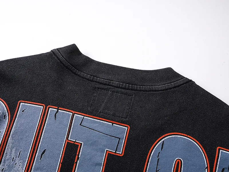 1157# P160 Real shot of Godspeed American fashion street retro washed and distressed pure cotton long T. Fabric: 270g 32 count fine cotton double yarn pure cotton Color: washed black Size: S M L XL