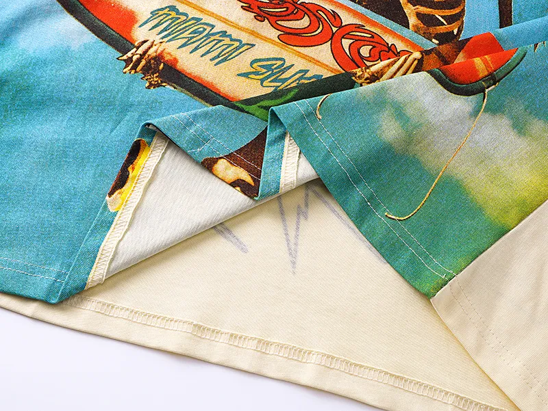 3117# P106 Real shot Godspeed American fashion rock street retro loose printed cotton short sleeves Fabric: 240g 32 count fine cotton double yarn pure cotton Color: apricot white Size: S M L XL