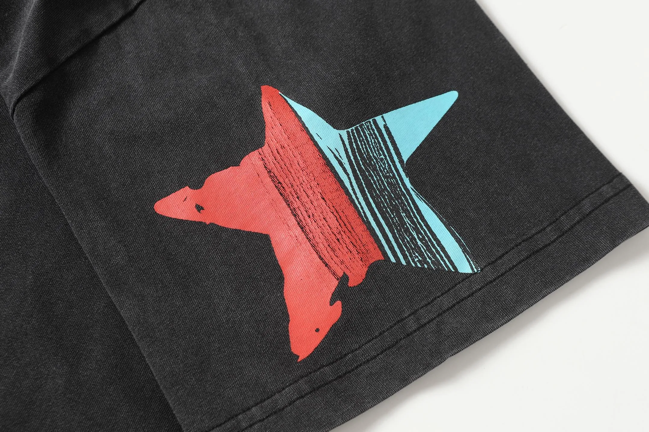 6097#washed black I P116 Godspeed cross-border American rock and roll street washed retro style short-sleeved T (craft printing) fabric (fabric): 32 count combed double yarn 250 grams weight code number (size): S-M-L-XL color (colour): washed black