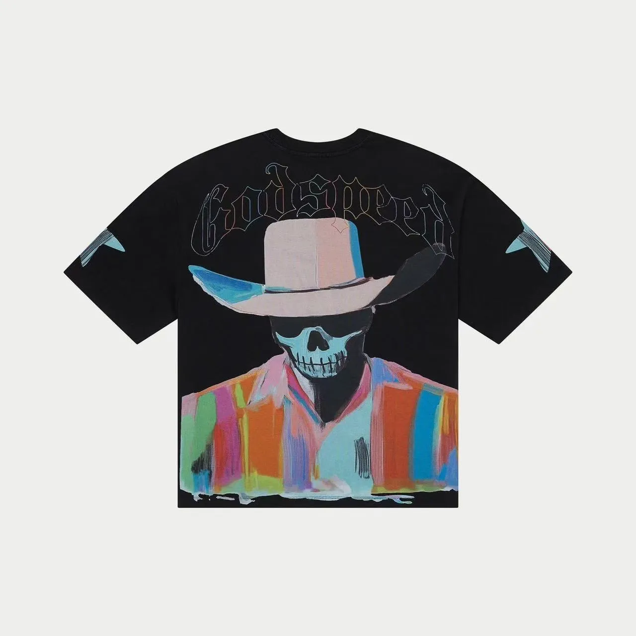 6097#washed black I P116 Godspeed cross-border American rock and roll street washed retro style short-sleeved T (craft printing) fabric (fabric): 32 count combed double yarn 250 grams weight code number (size): S-M-L-XL color (colour): washed black