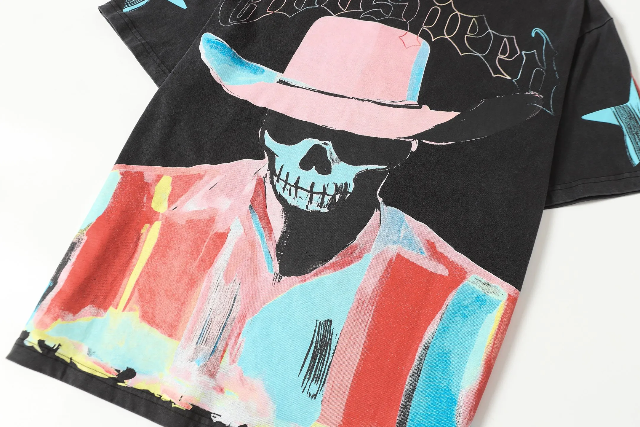 6097#washed black I P116 Godspeed cross-border American rock and roll street washed retro style short-sleeved T (craft printing) fabric (fabric): 32 count combed double yarn 250 grams weight code number (size): S-M-L-XL color (colour): washed black