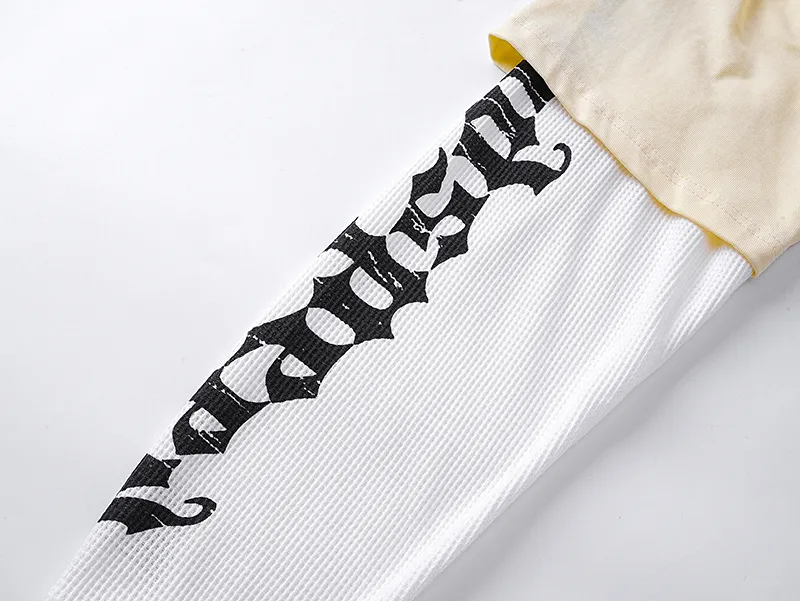 3155# P150 Real shot Godspeed American fashion rock street pure cotton loose fake two-piece long-sleeved T-shirt long T Fabric: 270g 32-count fine cotton double yarn pure cotton Color: Apricot Code number: S M L XL