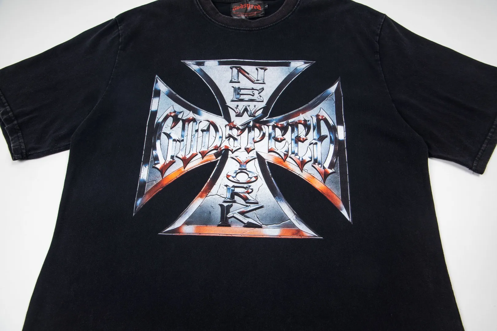G68# GodSpeed ​​white ink direct spray washable short sleeves S-XL size black red blue P126