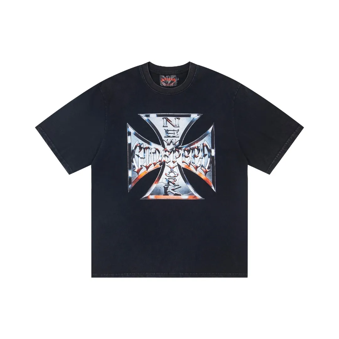 G68# GodSpeed ​​white ink direct spray washable short sleeves S-XL size black red blue P126