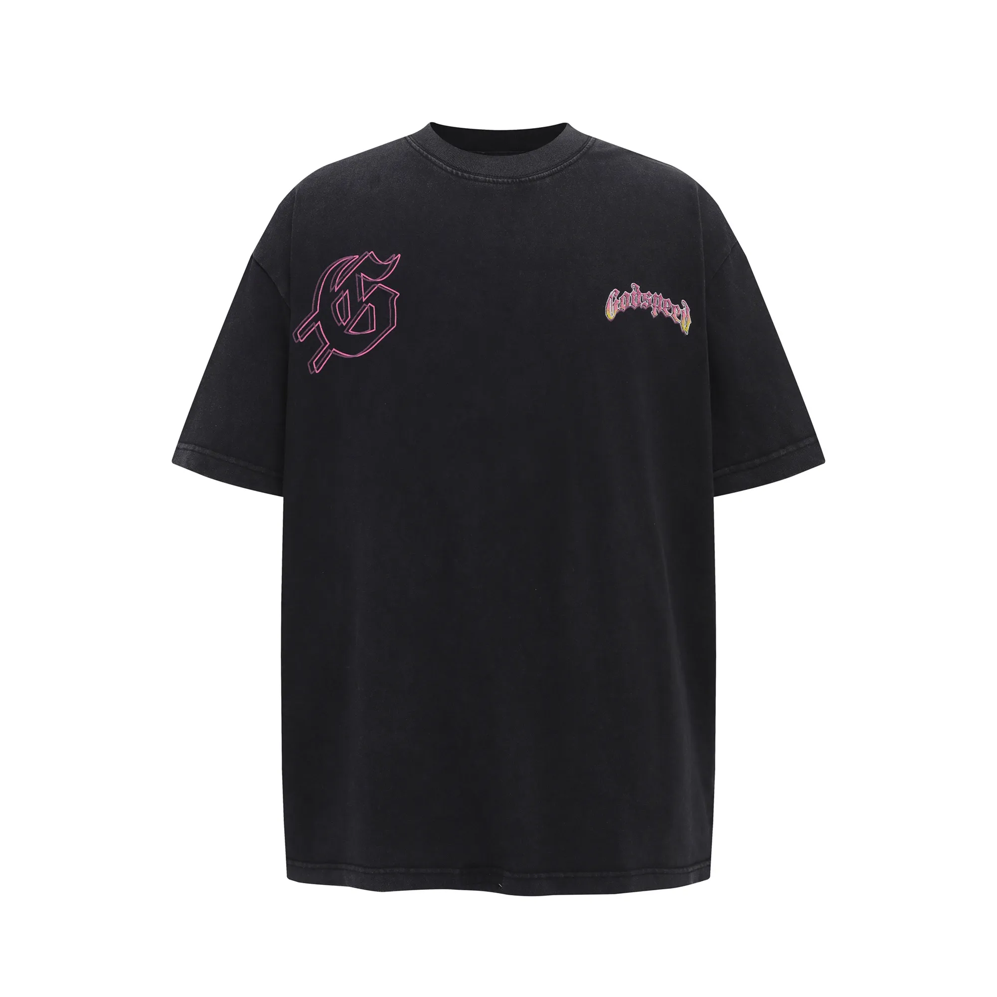G805# P124 Godspeed short-sleeved T-shirt color: Black, Bone (beige) size: S M L XL
