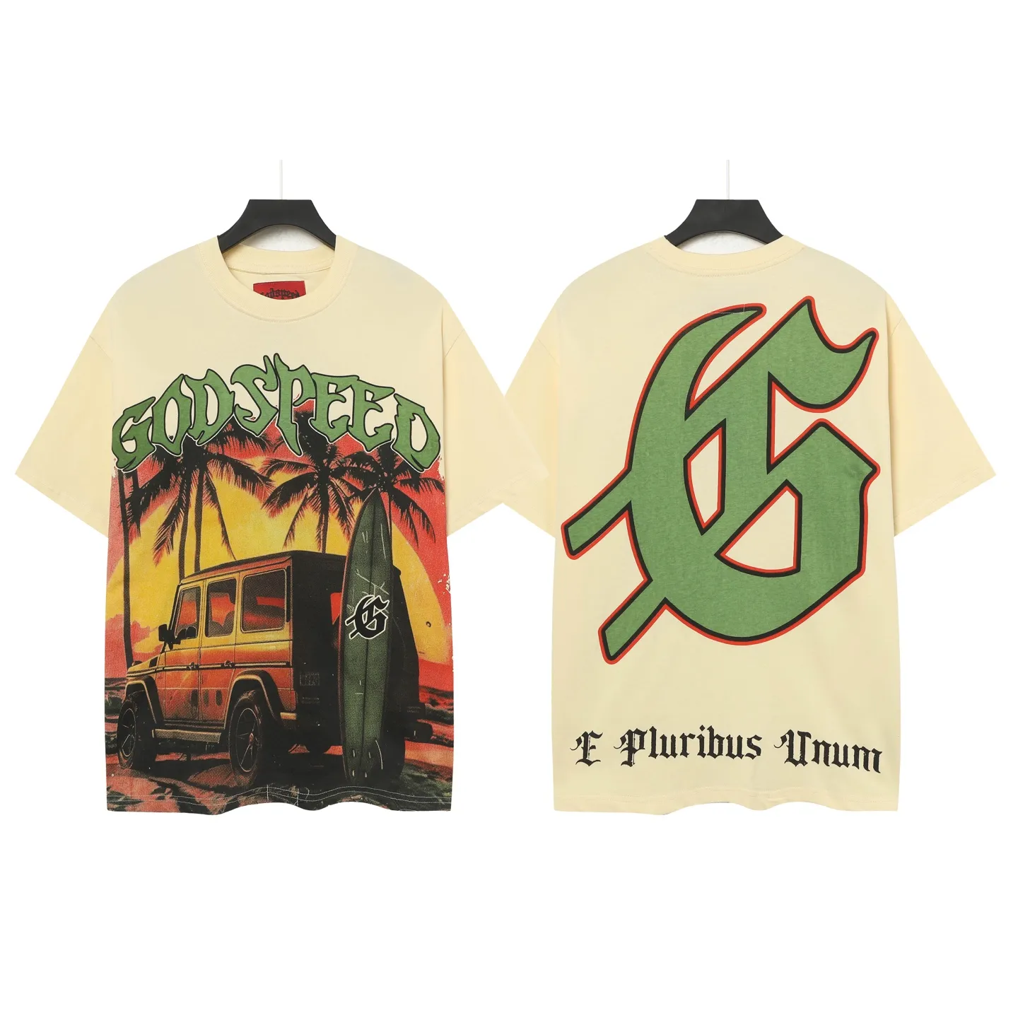 5072#apricot | P104 Godspeed cross-border American rock and roll street washed retro style short-sleeved T (craft printing) fabric (fabric) 32-count combed double yarn 240 grams weight code number (size): S-M-L-XL color (colour): apricot
