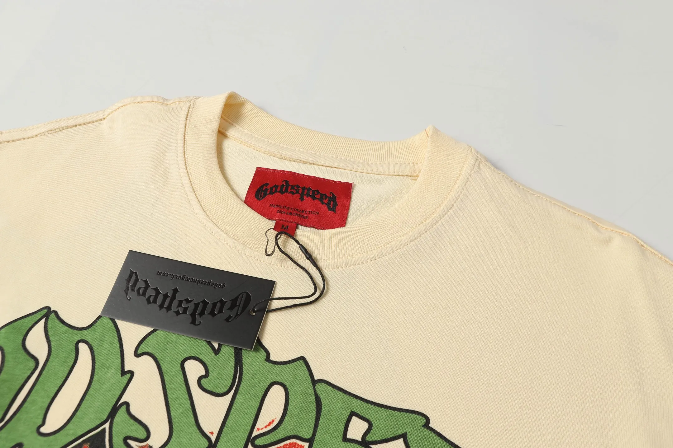 5072#apricot | P104 Godspeed cross-border American rock and roll street washed retro style short-sleeved T (craft printing) fabric (fabric) 32-count combed double yarn 240 grams weight code number (size): S-M-L-XL color (colour): apricot