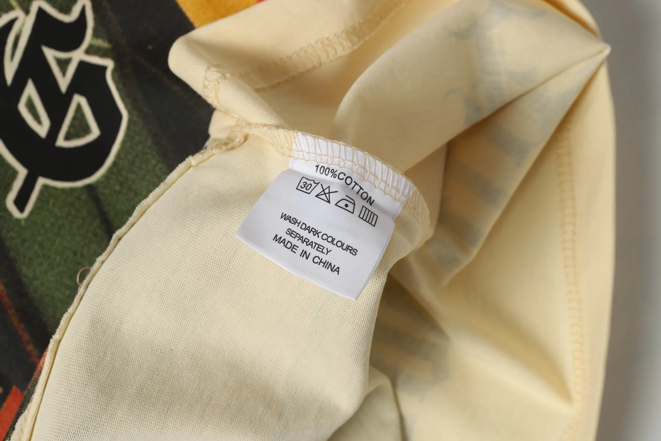 5072#apricot | P104 Godspeed cross-border American rock and roll street washed retro style short-sleeved T (craft printing) fabric (fabric) 32-count combed double yarn 240 grams weight code number (size): S-M-L-XL color (colour): apricot