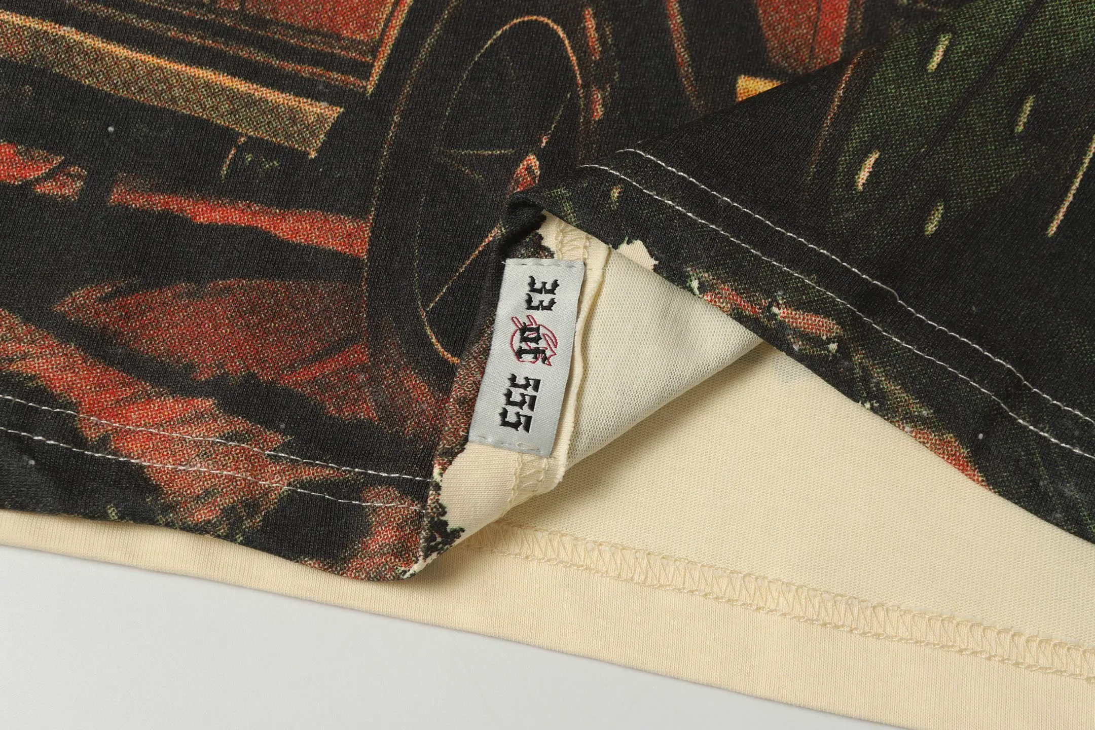 5072#apricot | P104 Godspeed cross-border American rock and roll street washed retro style short-sleeved T (craft printing) fabric (fabric) 32-count combed double yarn 240 grams weight code number (size): S-M-L-XL color (colour): apricot