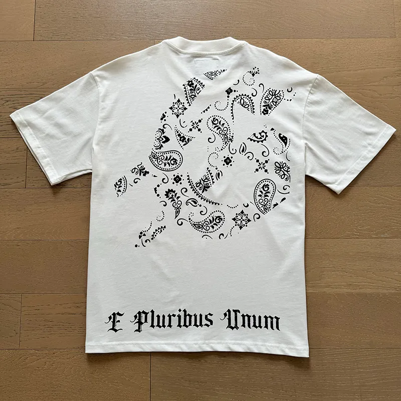 3007# P110 Real shot Godspeed American fashion rock street retro loose printed cotton short sleeves Fabric: 240g 32 count fine cotton double yarn pure cotton Color: off-white Size: S M L XL