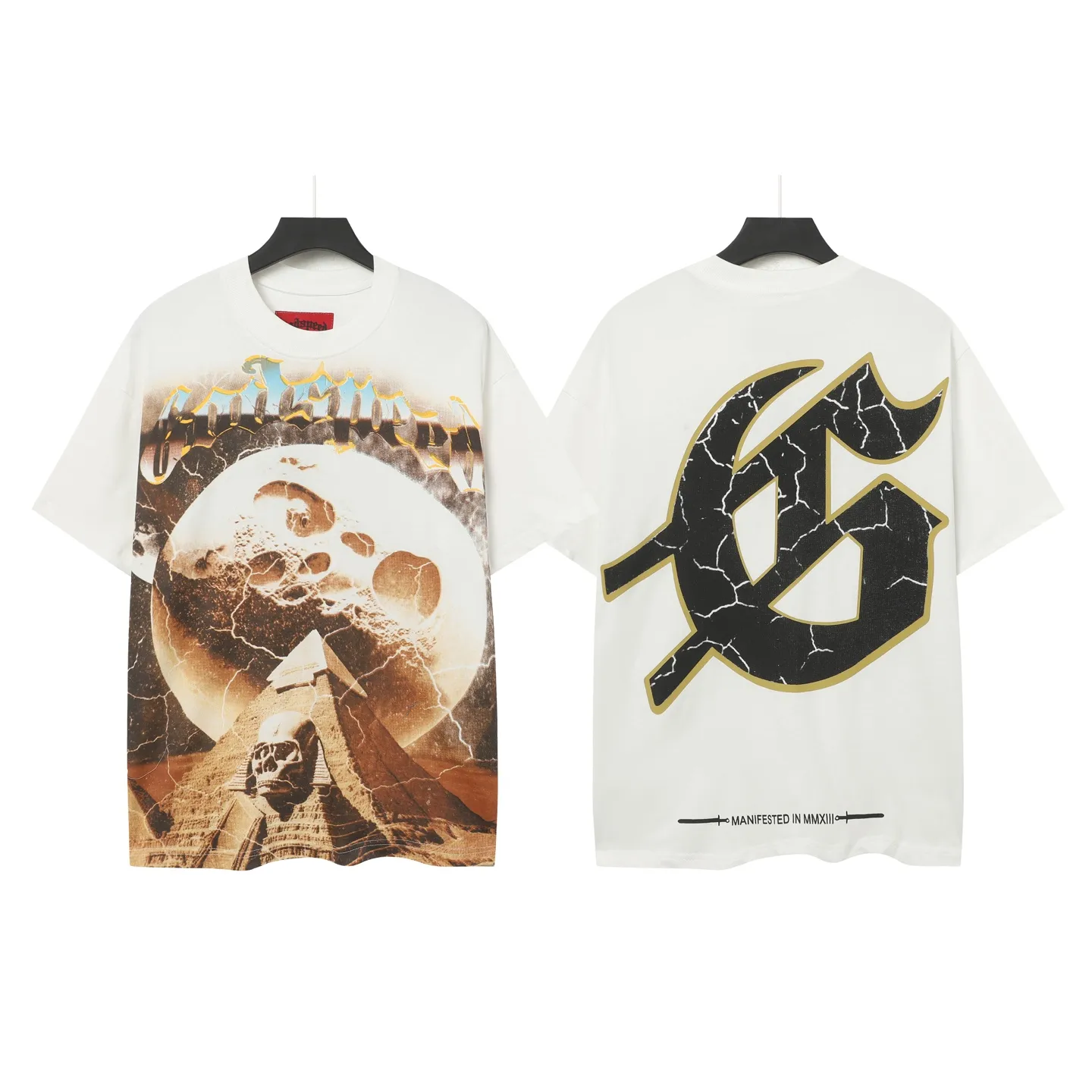 5023#White/Pink｜P104 Godspeed cross-border American rock and roll street washed retro style short-sleeved T (craft printing) fabric (fabric): 32 count combed double yarn 240 grams weight code number (size): S-M-L-XL color (colour): white.pink
