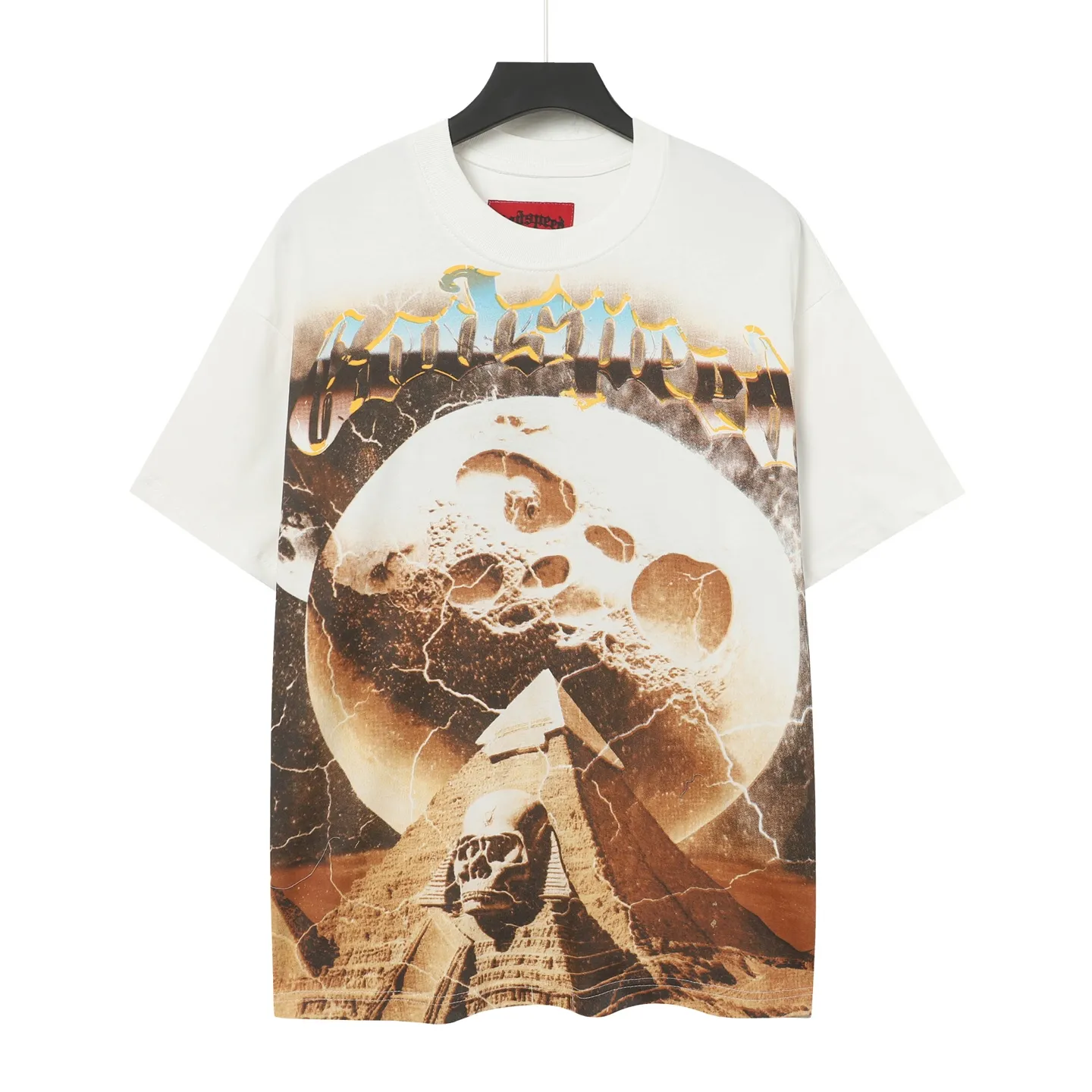 5023#White/Pink｜P104 Godspeed cross-border American rock and roll street washed retro style short-sleeved T (craft printing) fabric (fabric): 32 count combed double yarn 240 grams weight code number (size): S-M-L-XL color (colour): white.pink