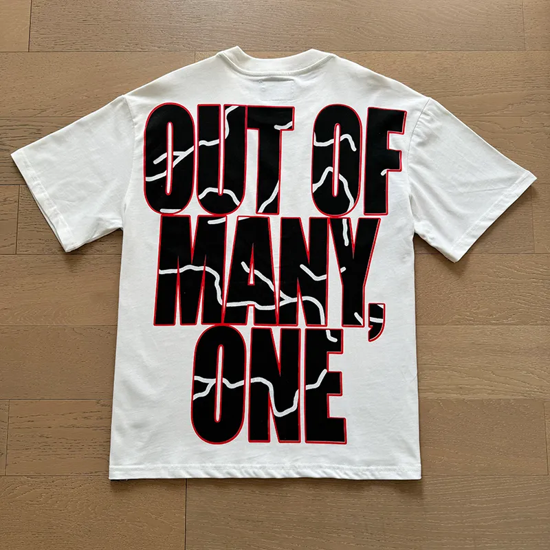 3012# P110 Real shot Godspeed American fashion rock street retro loose printed cotton short sleeves Fabric: 240g 32 count fine cotton double yarn pure cotton Color: off-white Size: S M L XL