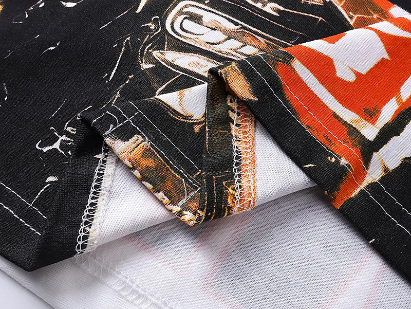 3012# P110 Real shot Godspeed American fashion rock street retro loose printed cotton short sleeves Fabric: 240g 32 count fine cotton double yarn pure cotton Color: off-white Size: S M L XL
