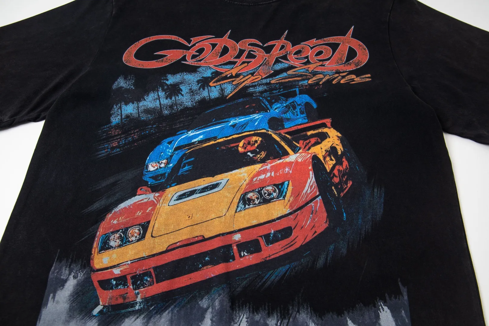 G30# GodSpeed ​​white ink direct spray washed short-sleeved S-XL size black (washed) P126 brown (washed) P126