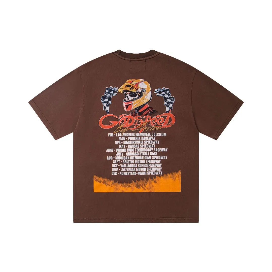 G30# GodSpeed ​​white ink direct spray washed short-sleeved S-XL size black (washed) P126 brown (washed) P126