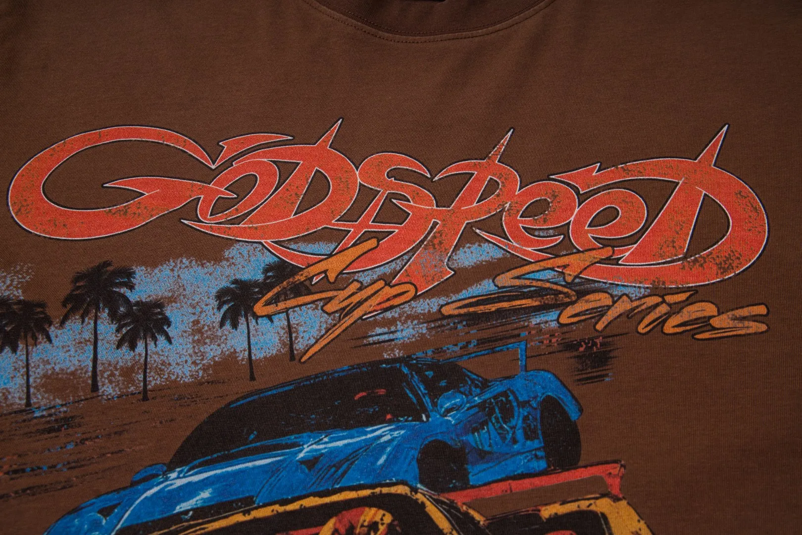 G30# GodSpeed ​​white ink direct spray washed short-sleeved S-XL size black (washed) P126 brown (washed) P126