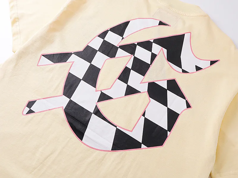 3036# P110 Real shot Godspeed American fashion rock street retro loose printed cotton short sleeves Fabric: 240g 32 count fine cotton double yarn pure cotton Color: apricot Size: S M L XL