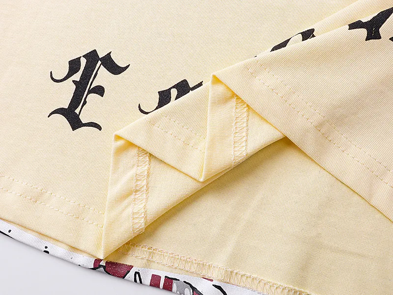 3036# P110 Real shot Godspeed American fashion rock street retro loose printed cotton short sleeves Fabric: 240g 32 count fine cotton double yarn pure cotton Color: apricot Size: S M L XL