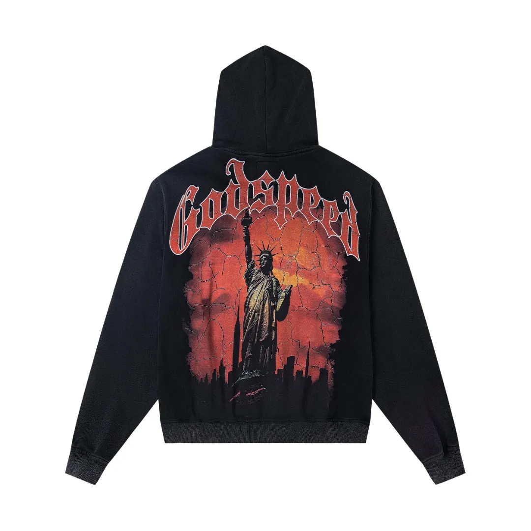 G21# GodSpeed ​​white ink direct spray sweatshirt S-XL washed black P236 apricot P226