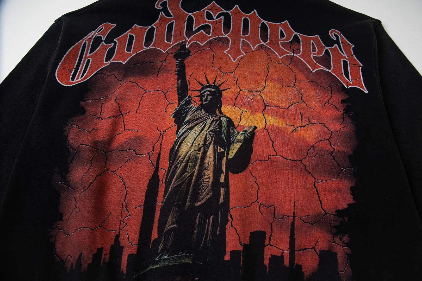 G21# GodSpeed ​​white ink direct spray sweatshirt S-XL washed black P236 apricot P226