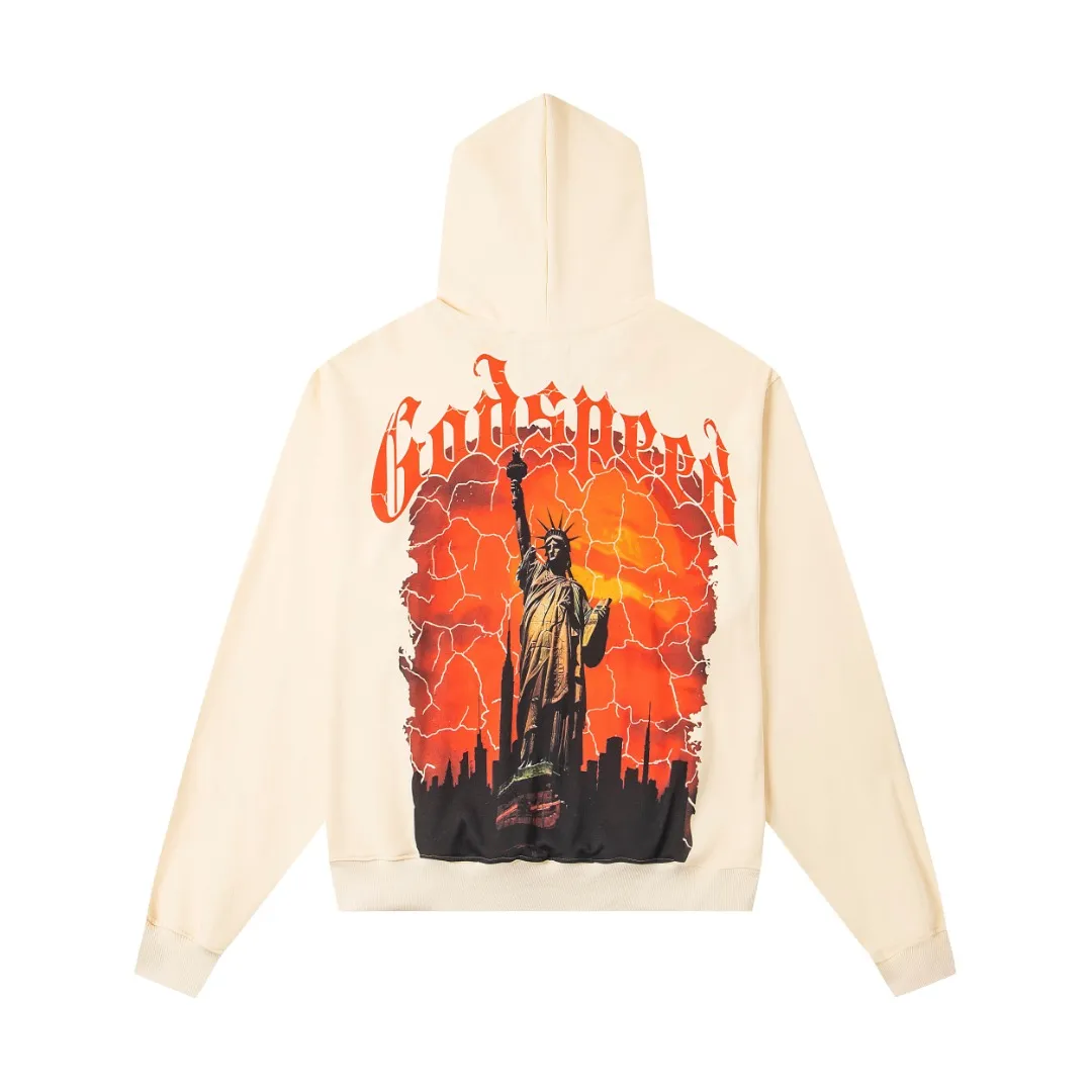 G21# GodSpeed ​​white ink direct spray sweatshirt S-XL washed black P236 apricot P226