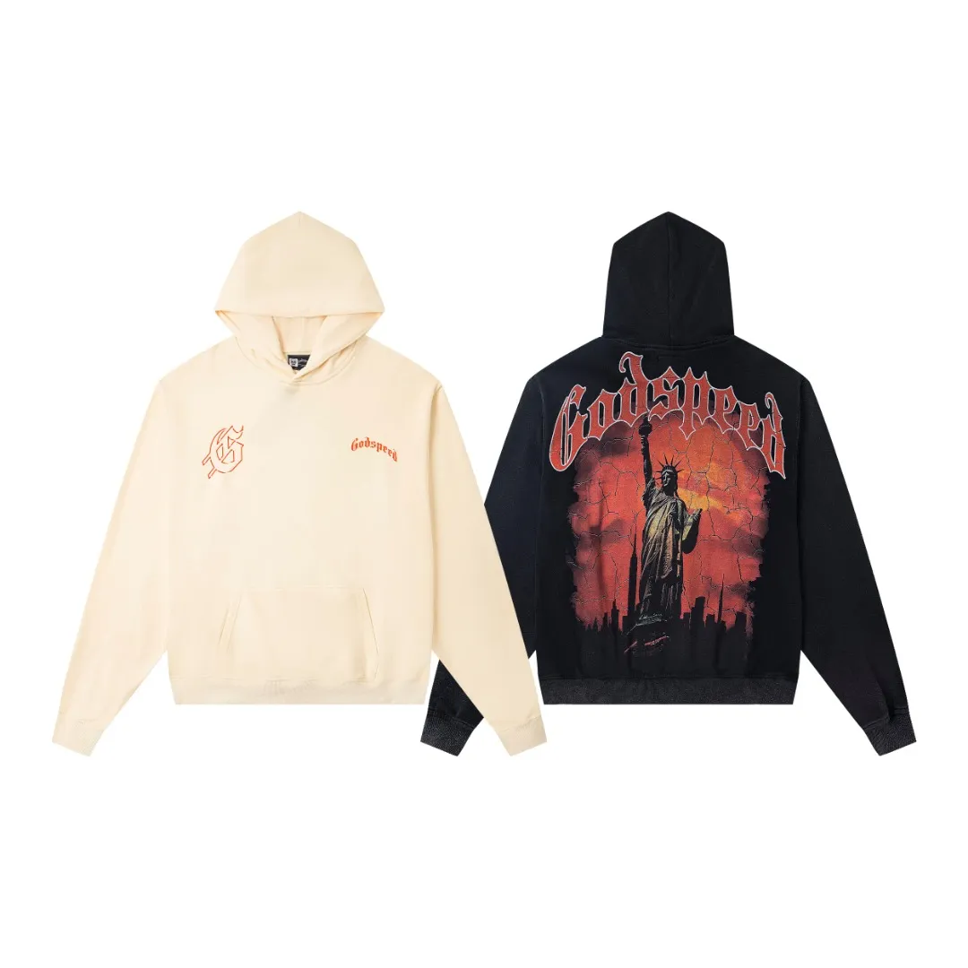 G21# GodSpeed ​​white ink direct spray sweatshirt S-XL washed black P236 apricot P226
