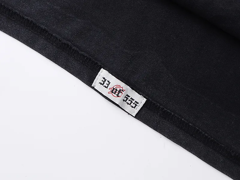 1039# P126 Washed Black Real Shot Godspeed American Fashion Rock Street Retro Washed Distressed Printed Pure Cotton Short Sleeves Fabric: 250g 32 Count Fine Cotton Double Yarn Pure Cotton Color: Washed Black Size: S M L XL