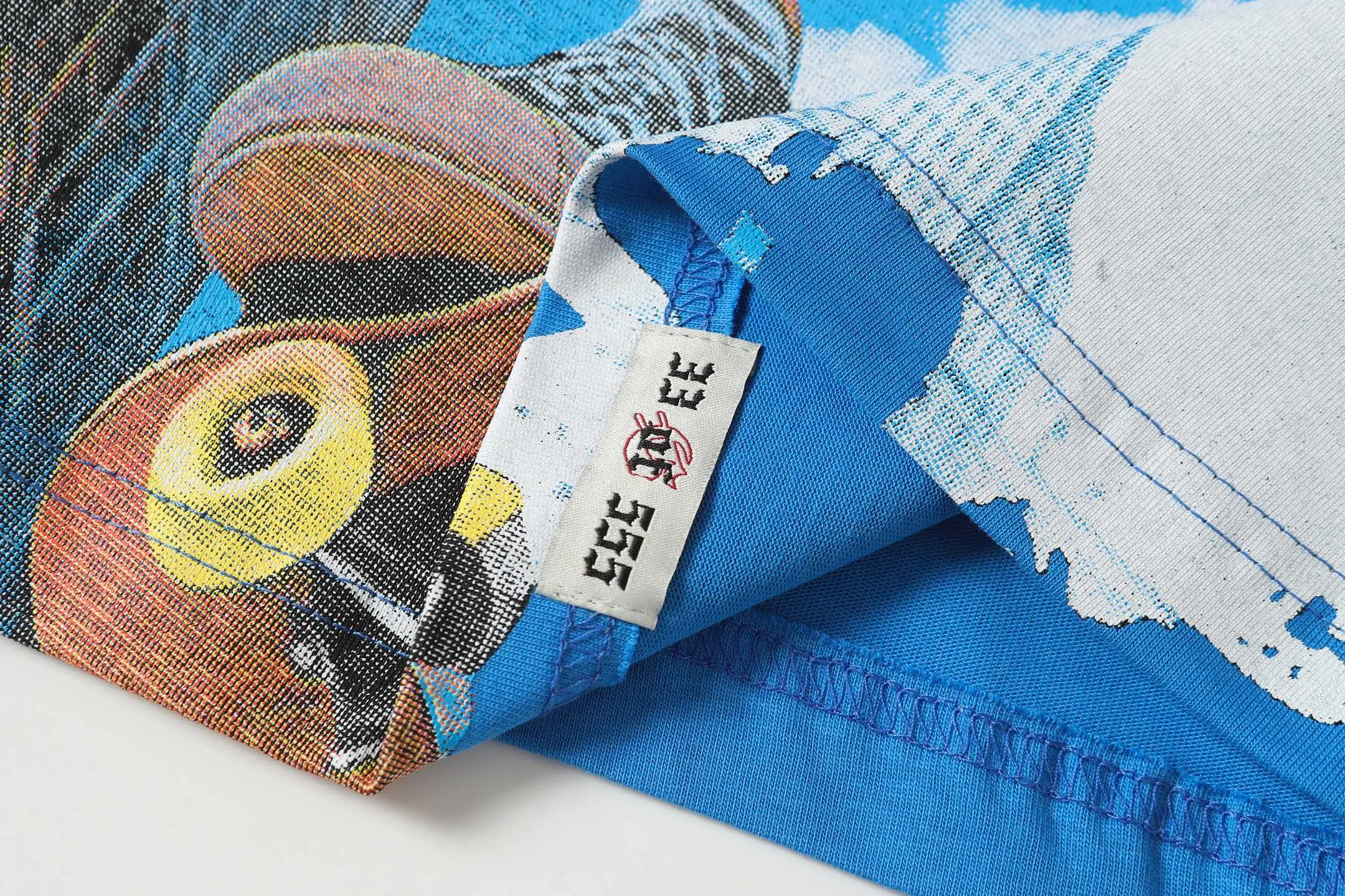 5098#Klein Blue I P104 High-definition printing. Soft touch Godspeed cross-border American rock and roll street wash retro style short-sleeved T (craft printing) Fabric (fabric): 32-count combed double yarn 250 grams weight Size (size): S-M-L-XL Color (colour): Klein blue 👉
