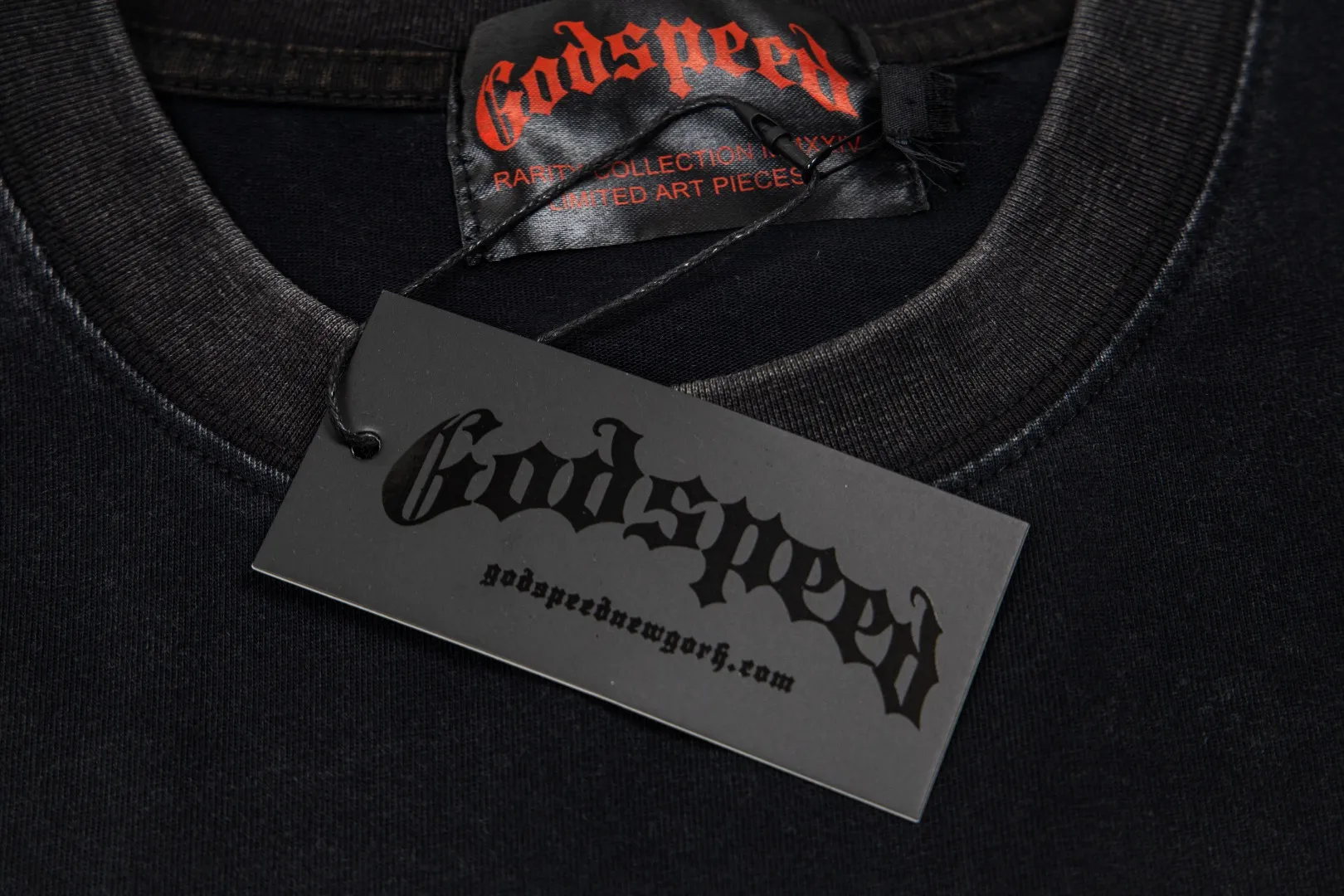 G63# GodSpeed ​​white ink direct-print short-sleeved S-XL size black (washed) P126 brown (washed) P126
