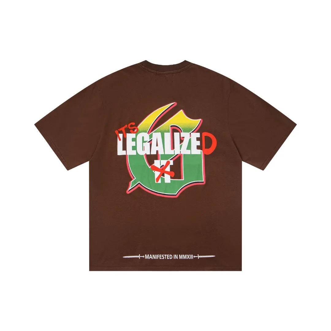 G63# GodSpeed ​​white ink direct-print short-sleeved S-XL size black (washed) P126 brown (washed) P126