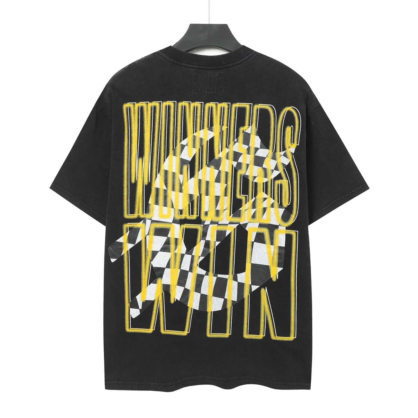6019#washed black｜P116 Godspeed cross-border American rock and roll street washed retro style short-sleeved T (craft printing) fabric (fabric): 32 count combed double yarn 250g weight size (size): S-M-L-XL color (colour): washed black 👉