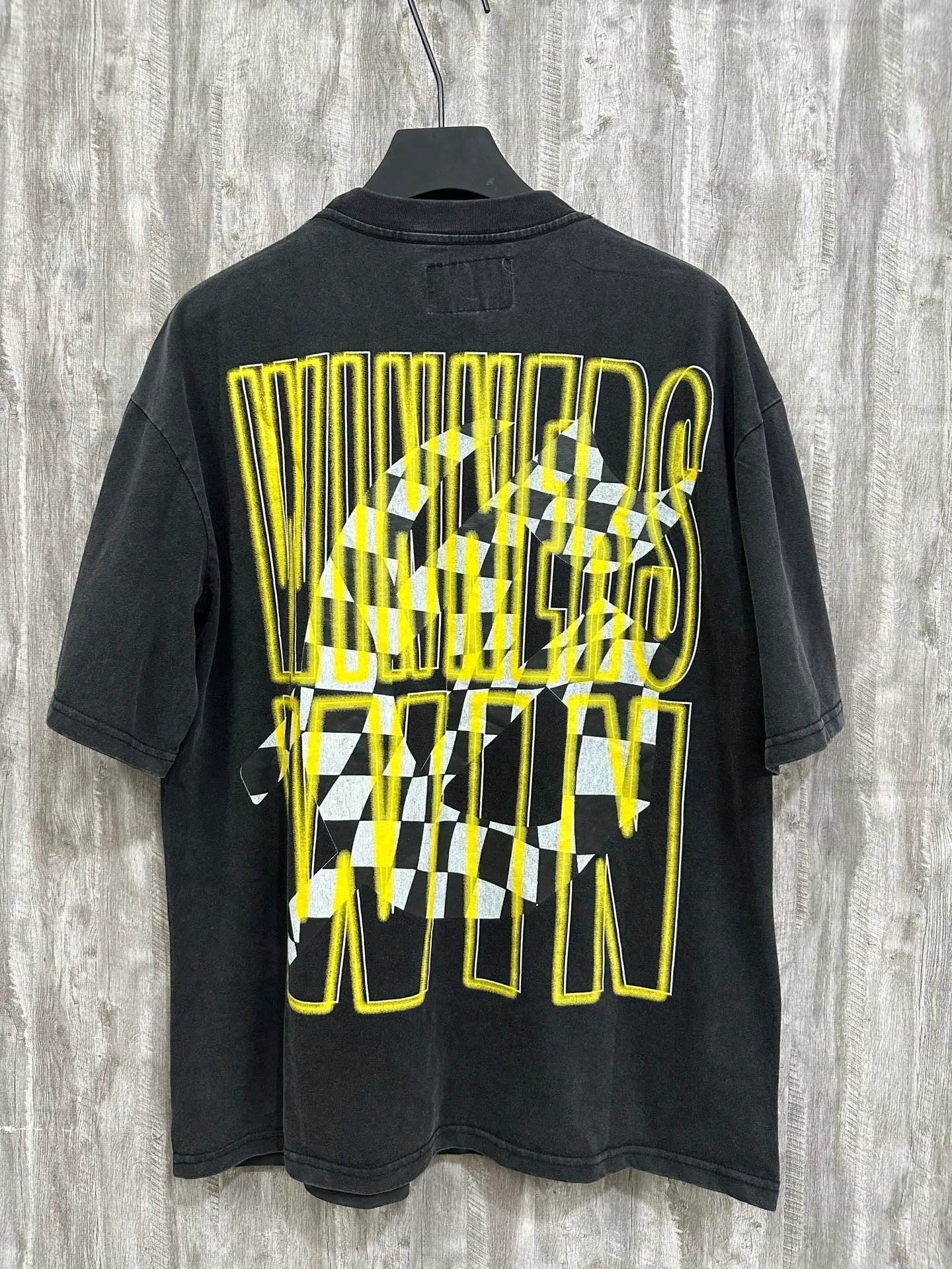 6019#washed black｜P116 Godspeed cross-border American rock and roll street washed retro style short-sleeved T (craft printing) fabric (fabric): 32 count combed double yarn 250g weight size (size): S-M-L-XL color (colour): washed black 👉