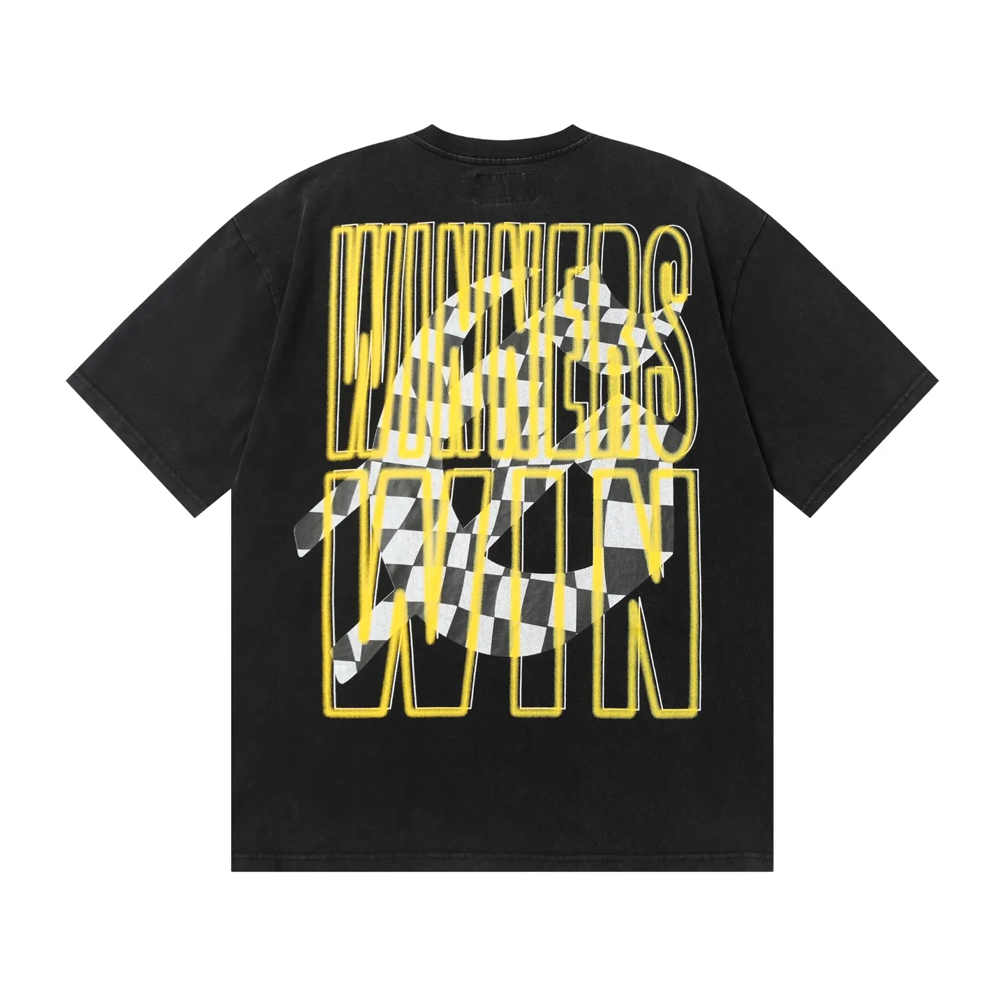 6019#washed black｜P116 Godspeed cross-border American rock and roll street washed retro style short-sleeved T (craft printing) fabric (fabric): 32 count combed double yarn 250g weight size (size): S-M-L-XL color (colour): washed black 👉