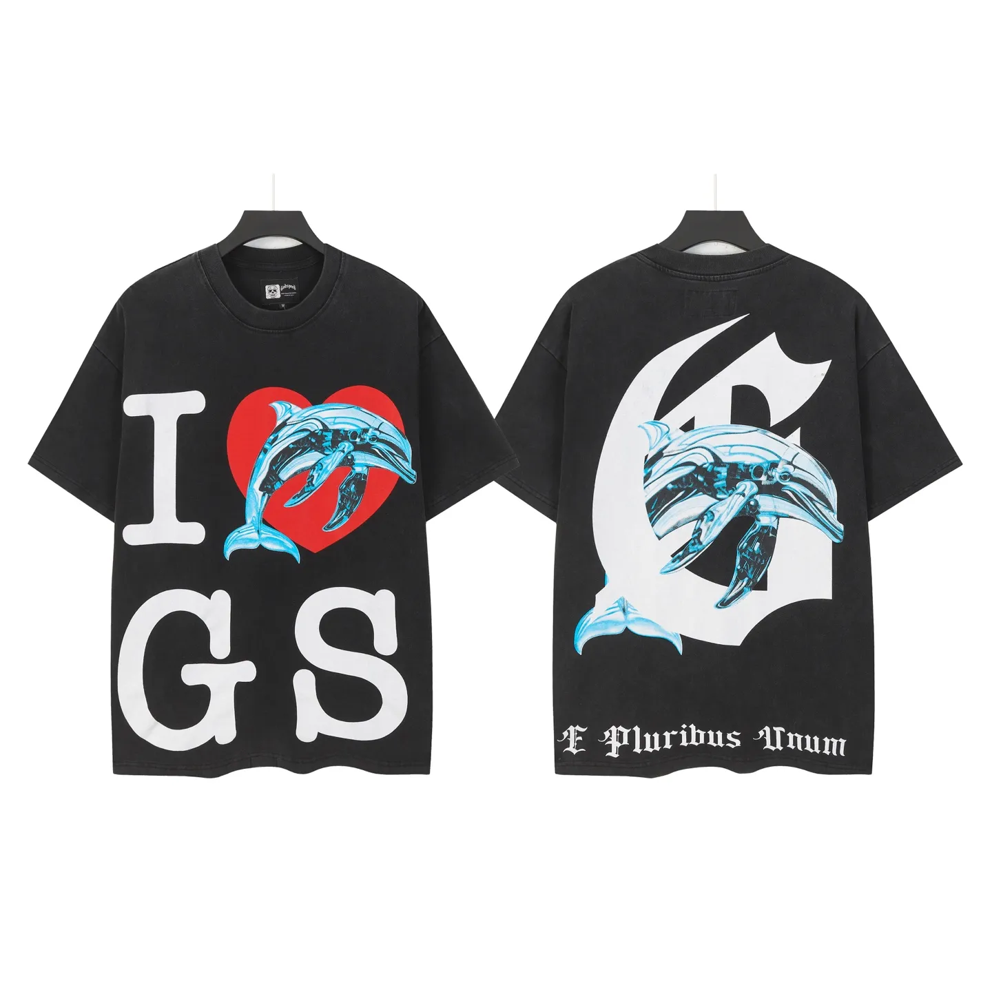 6082#washed black I P116 Godspeed cross-border American rock and roll street washed retro style short-sleeved T (craft printing) fabric (fabric): 32 count combed double yarn 250 grams weight code number (size): S-M-L-XL color (colour): washed black