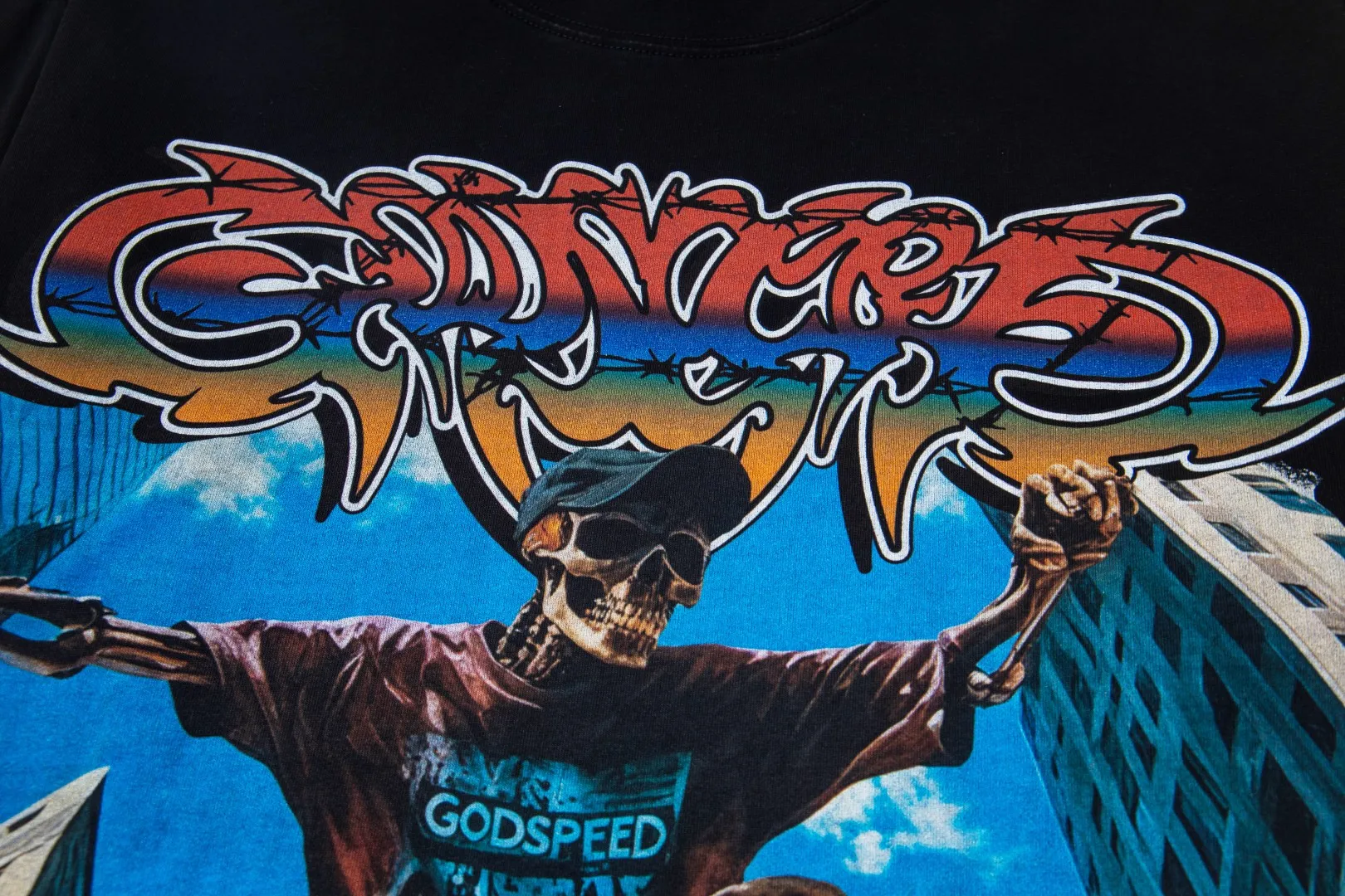 G47# GodSpeed ​​white ink direct spray washed long sleeve S-XL size black (washed) P156 apricot P146