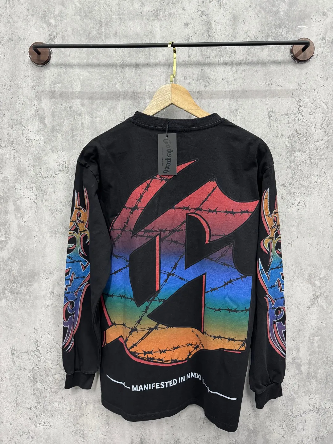 G47# GodSpeed ​​white ink direct spray washed long sleeve S-XL size black (washed) P156 apricot P146