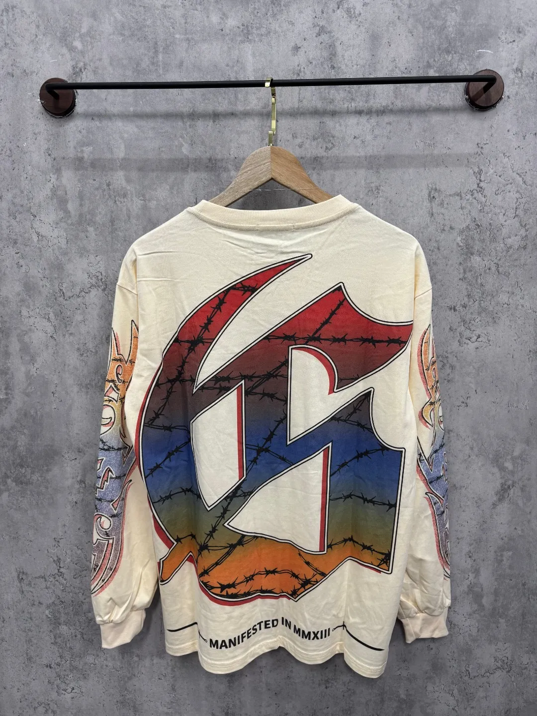 G47# GodSpeed ​​white ink direct spray washed long sleeve S-XL size black (washed) P156 apricot P146