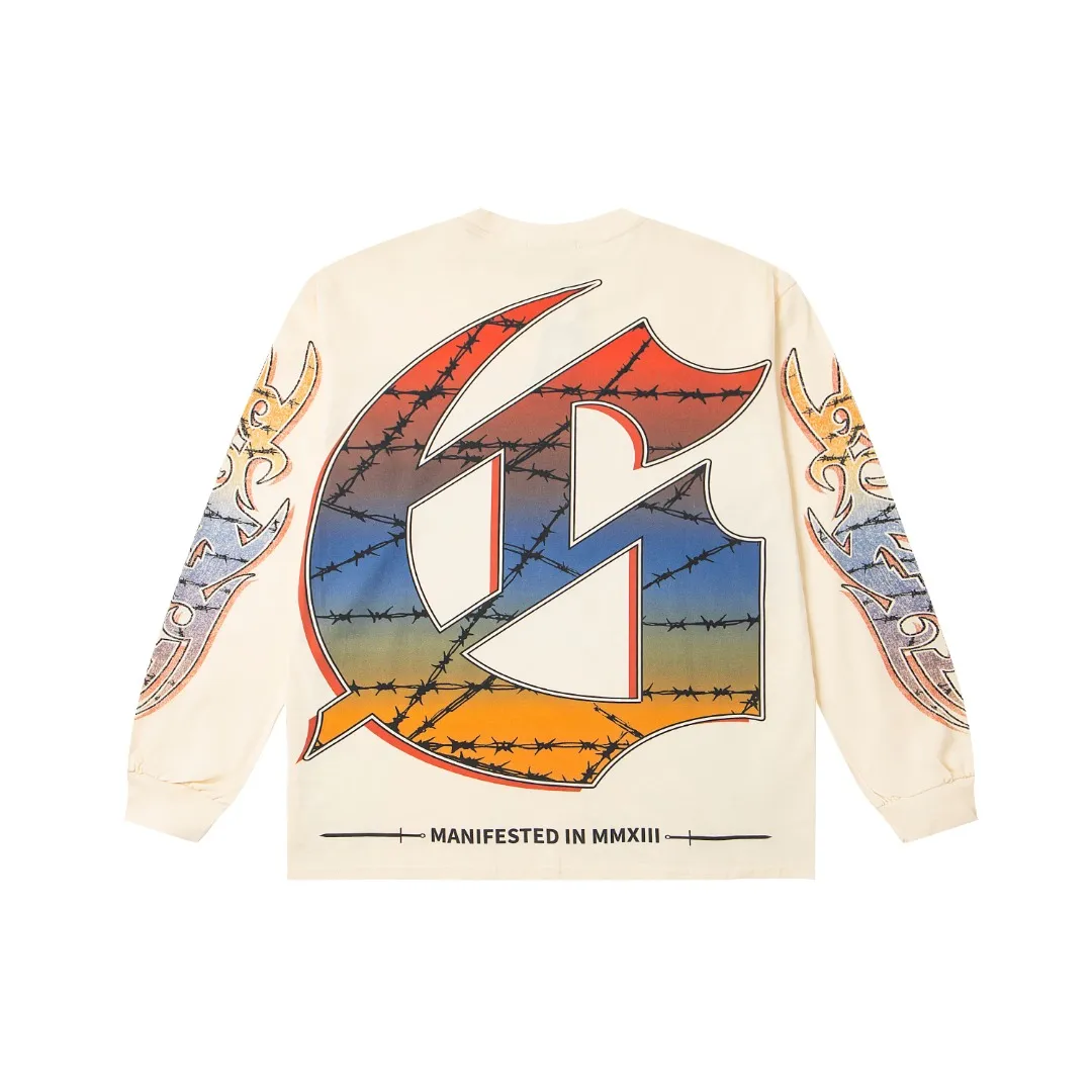 G47# GodSpeed ​​white ink direct spray washed long sleeve S-XL size black (washed) P156 apricot P146