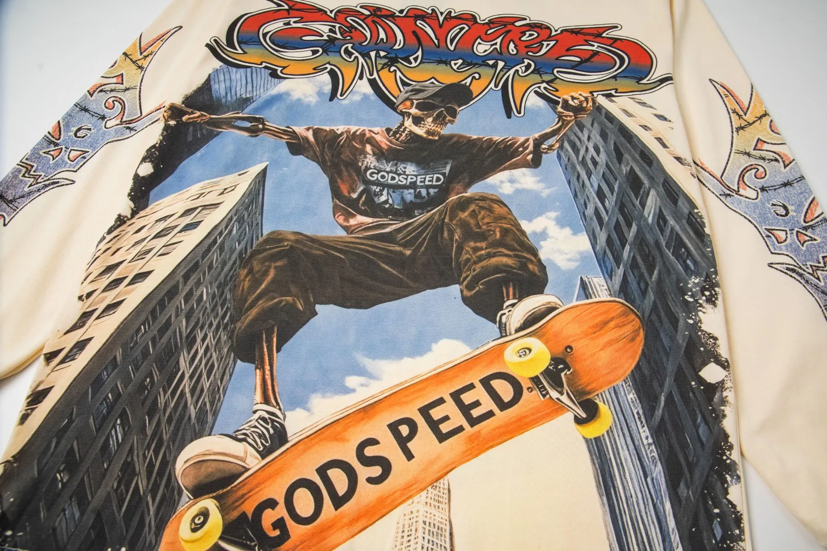 G47# GodSpeed ​​white ink direct spray washed long sleeve S-XL size black (washed) P156 apricot P146
