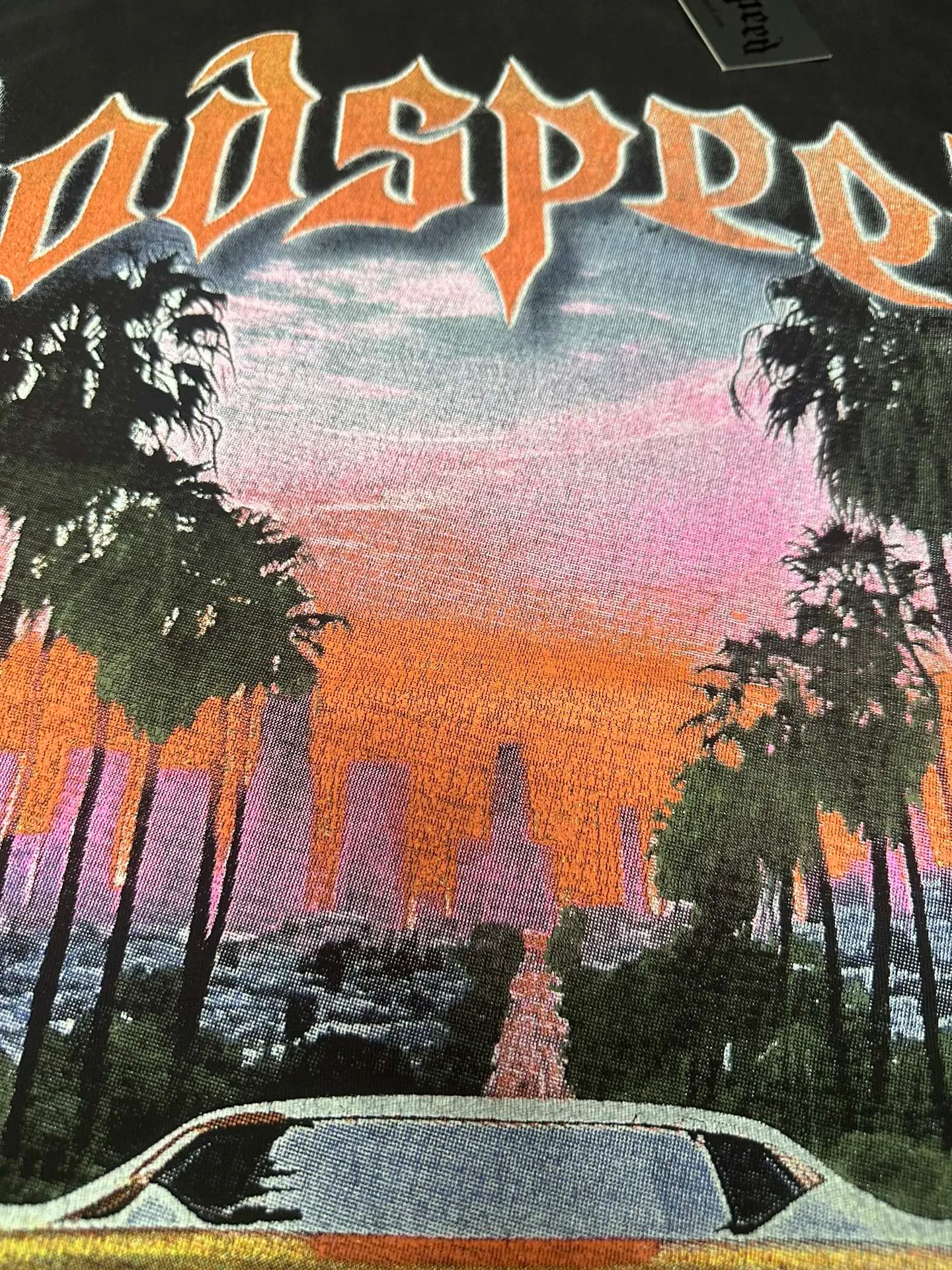 6089#washed black｜P116 Godspeed cross-border American rock and roll street washed retro style short-sleeved T (craft printing) fabric (fabric): 32 count combed double yarn 250g weight size (size): S-M-L-XL color (colour): washed black 👉 👉