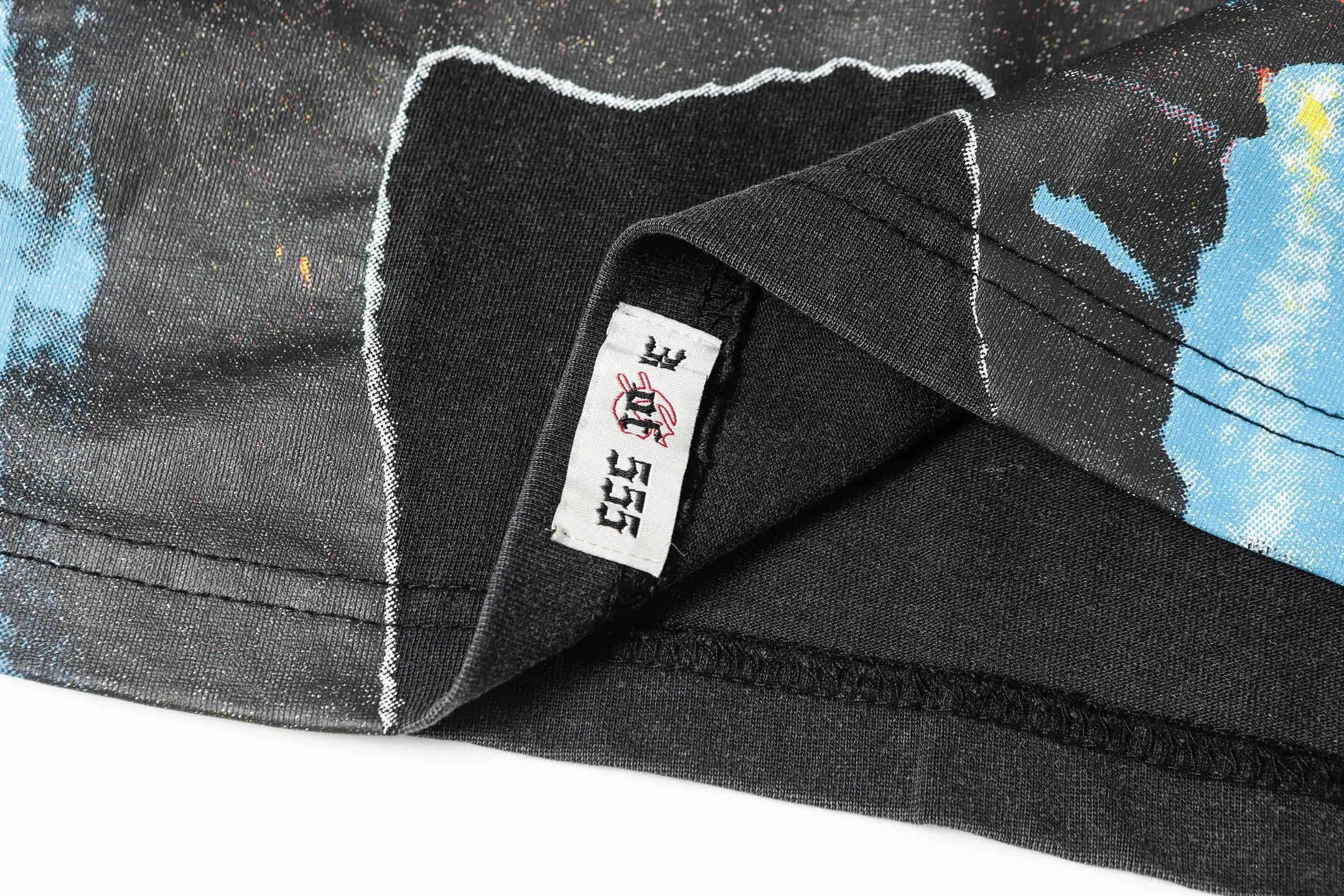 6022# washed black｜P116 Godspeed cross-border American rock and roll street washed retro style short-sleeved T (craft printing) fabric (fabric): 32 count combed double yarn 250g weight size (size): S-M-L-XL color (colour): washed black yu 👉 👉