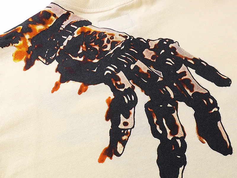 3132# P106 Real shot Godspeed American fashion rock street retro loose printed cotton short sleeves Fabric: 240g 32 count fine cotton double yarn pure cotton Color: apricot Size: S M L XL