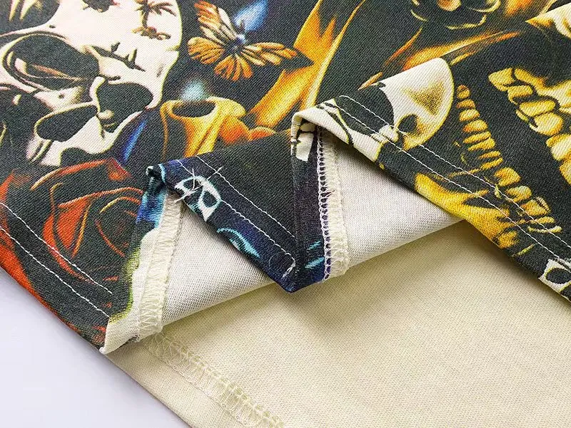 5011#apricot|P104 Godspeed cross-border American rock and roll street washed retro style short-sleeved T (craft printing) fabric (fabric) 32 count combed double yarn 240 grams weight code number (size): S-M-L-XL color (colour): apricot